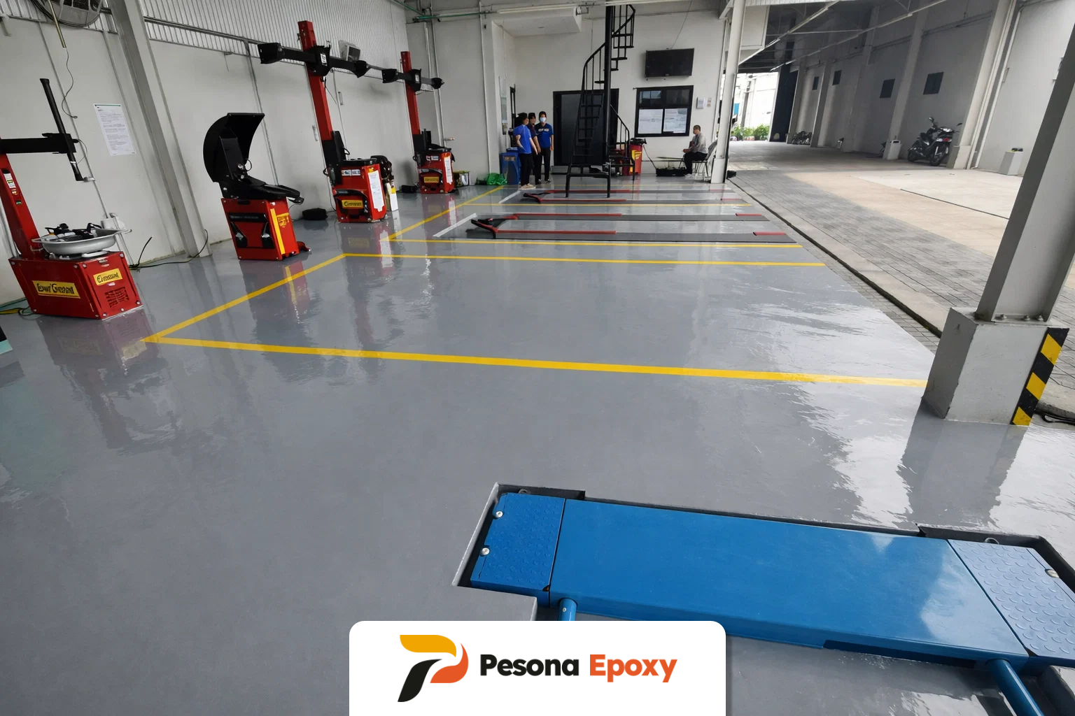 Epoxy lantai Bengkel Mobil